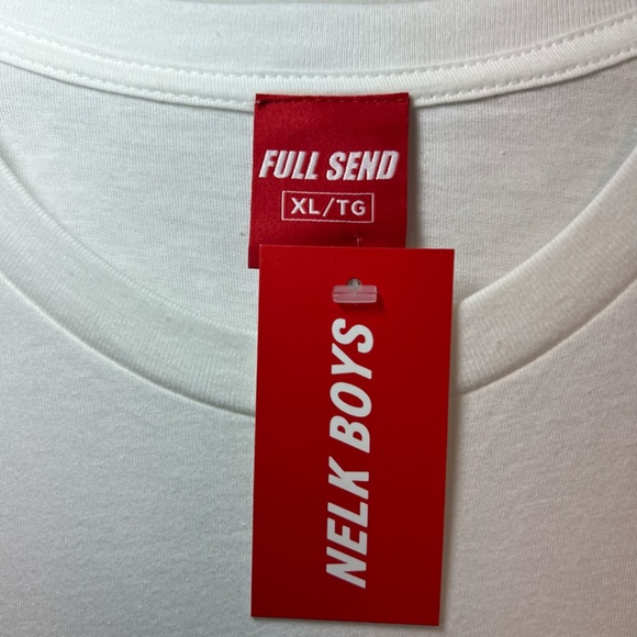 Full Send Nelk Boys Addicted to the Sent Crew Neck T-Shirt White Graphic  NEW XL - Picture 3 of 9